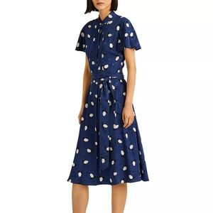 NWOT Ralph Lauren Blue Jacquard Midi Dress size 12